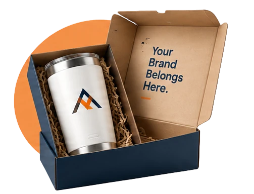 The branded tumbler packed in a custom box