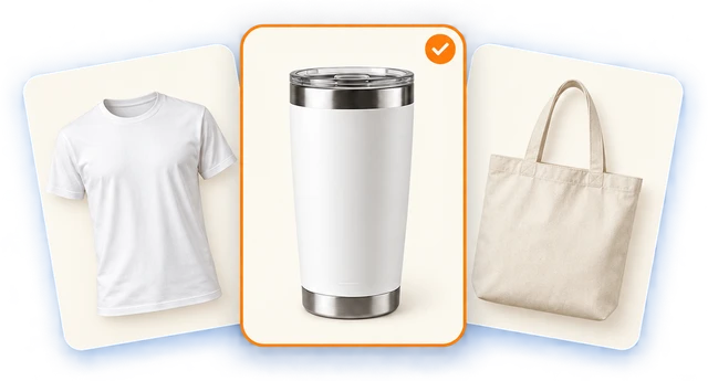 A T-shirt, a tumbler and a tote bag: pick the product to brand